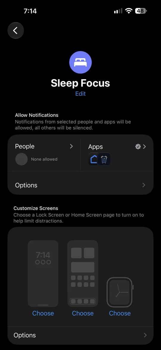Ajustes do Foco Sono com o WhatchAlarm entre os apps permitidos
